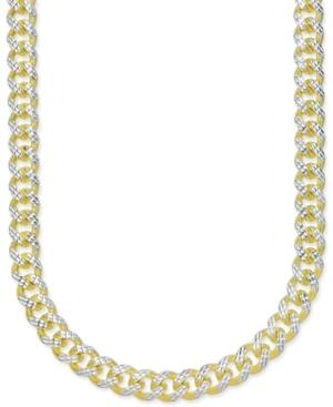 24 Men's Two-tone Cuban Link Chain Necklace In 18k Gold-plated Sterling Silver And Sterling Silver