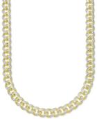 24 Men's Two-tone Cuban Link Chain Necklace In 18k Gold-plated Sterling Silver And Sterling Silver