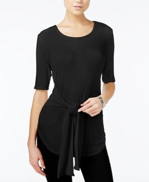 Bar Iii Ribbed Tie-front Top, Created For Macy's