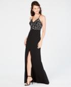 B Darlin Juniors' Rhinestone Slit Gown