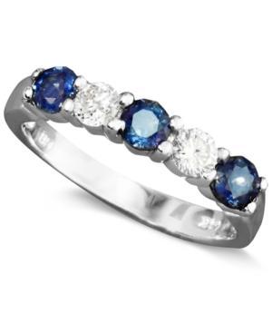 Effy Sapphire (7/8 Ct. T.w.) And Diamond (1/4 Ct. T.w) Band In 14k White Gold