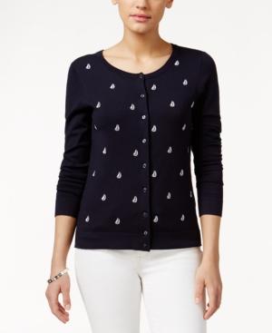 Charter Club Sailboat-embroidered Cardigan, Only At Macy's