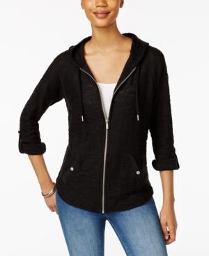 Style & Co Zippered Roll-tab Hoodie, Only At Macy's