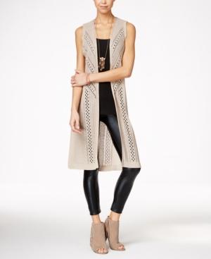 It's Our Time Juniors' Crocheted Open-front Maxi Vest