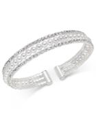 Inc International Concepts Silver-tone Imitation Pearl And Crystal Cuff Bracelet, Only At Macy's