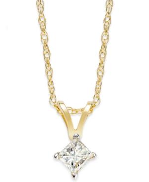 Diamond Necklace, 10k Gold Princess-cut Diamond Pendant (1/5 Ct. T.w.)