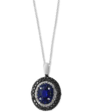 Effy Final Call Ceylon Sapphire (1-1/8 Ct. T.w.) And Diamond (1 Ct. T.w.) Pendant Necklace In 14k White Gold