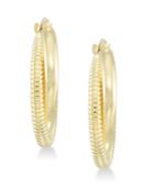 Signature Gold Diamond Accent Interlocking Hoop Earrings In 14k Gold Over Resin