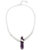 Robert Lee Morris Soho Silver-tone Purple Stone Collar Necklace