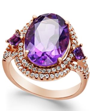 Amethyst (5-3/4 Ct. T.w.) And Diamond (3/8 Ct. T.w.) Ring In 14k Rose Gold