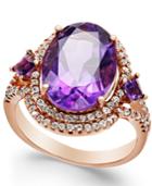 Amethyst (5-3/4 Ct. T.w.) And Diamond (3/8 Ct. T.w.) Ring In 14k Rose Gold