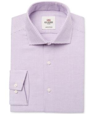 Ben Sherman Men's Slim-fit Purple Tooth Dobby Dress Shirt