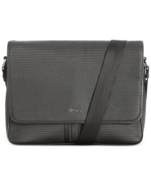 Hugo Boss Men's Future Embossed Leather Flap Messenger Bag