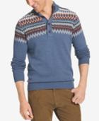 Izod Men's Big And Tall Fair Isle Quarter-button Sweater