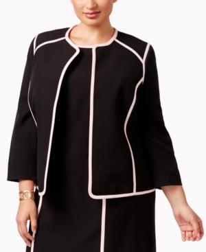 Kasper Plus Size Contrast-trim Blazer