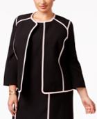 Kasper Plus Size Contrast-trim Blazer