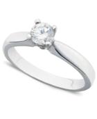 Diamond Ring, 14k White Gold Certified Diamond Round Solitaire Engagement Ring (3/8 Ct. T.w.)