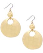 Lucky Brand Gold-tone Hammered Disc Drop Earrings