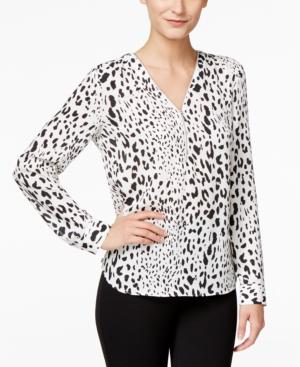 Inc International Concepts Printed Zip-front Blouse, Created For Macy's