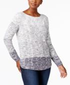 Karen Scott Ombre Cable-knit Cotton Sweater, Created For Macy's
