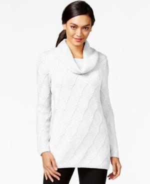 Jeanne Pierre Cowl-neck Cable-knit Sweater