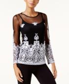 Inc International Concepts Embroidered Sheer Top, Created For Macy's