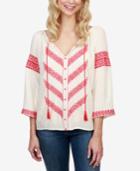 Lucky Brand Embroidered Peasant Blouse