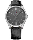 Tommy Hilfiger Men's Sport Luxury Black Croc-embossed Leather Strap Watch 44mm 1791168