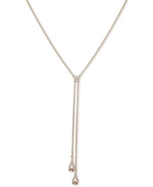 Dkny Gold-tone Open Teardrop Lariat Necklace, Created For Macy's