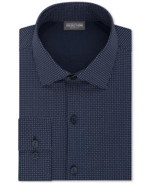 Kenneth Cole Reaction Men's Tall Slim-fit Techni-cole Stretch Performance Geometric Dress Shirt