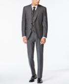 Tallia Black And White Glenplaid Flannel Vested Slim-fit Suit