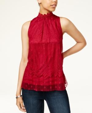 Bcx Juniors' Mock-neck Lace Top