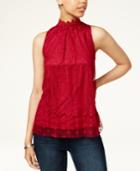 Bcx Juniors' Mock-neck Lace Top