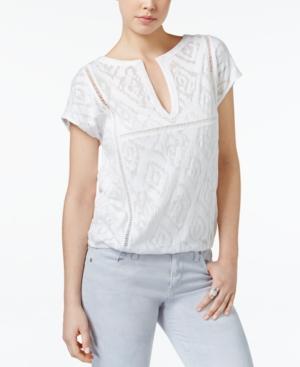 Lucky Brand Short-sleeve Split-neck Blouse