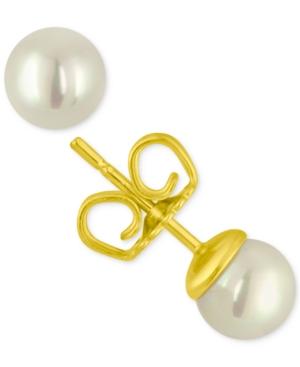 Majorica 18k Gold Vermeil White Organic Man Made Pearl (6 Mm) Stud Earrings