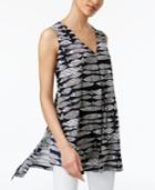 Alfani Petite Fish-print High-low Top, Only At Macy's