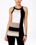 Inc International Concepts Petite Colorblocked Halter Top, Only At Macy's