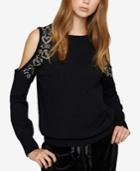 Sanctuary Embellished Cold-shoulder Sweater