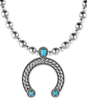 American West Turquoise Horseshoe Pendant Necklace (1-1/8 Ct. T.w.) In Sterling Silver