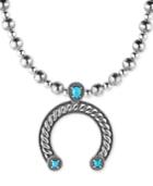 American West Turquoise Horseshoe Pendant Necklace (1-1/8 Ct. T.w.) In Sterling Silver