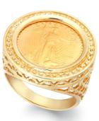 Genuine Us Eagle Coin Ring In 22k And 14k Gold