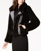 Bar Iii Faux-sherpa Moto Jacket, Created For Macy's