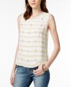 Lucky Brand Embellished Raw-edge Tank Top