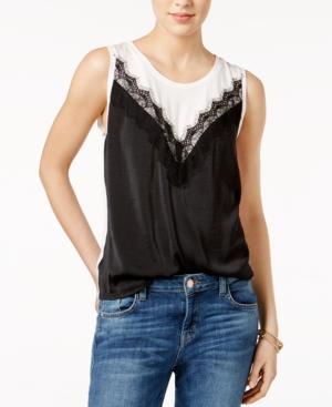 Guess Chara Colorblocked Lace-trim Top