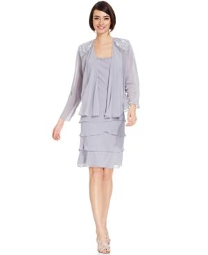 Sl Fashions Lace & Beaded Jacket Dress