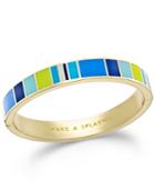 Kate Spade New York Gold-tone Make A Splash Enamel Striped Hinge Bangle Bracelet
