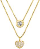 City By City Gold-tone Crystal Two-row Pendant Necklace