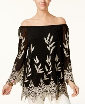 Alfani Embroidered Off-the-shoulder Top, Created For Macy's