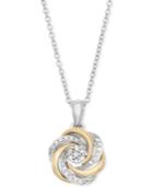 Diamond Swirl Pendant Necklace (1/10 Ct. T.w.) In Sterling Silver And 14k Gold