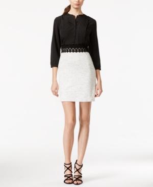 Kensie Contrast Crochet-detail Shirt Dress